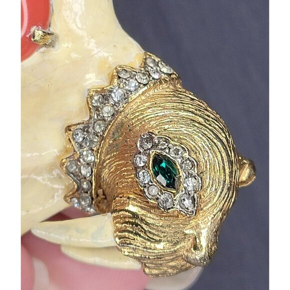 RARE VTG KJL Kenneth Jay Lane Enamel, Rhinestone & Faux Coral Walrus Brooch READ - Picture 9 of 13